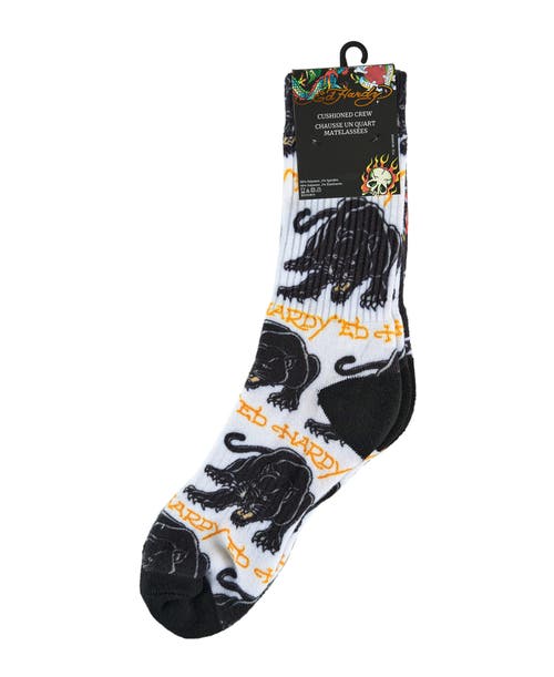 Ed Hardy Mens 360 Tiger Print Full Cushion Crew Sock 2-pack In Gray