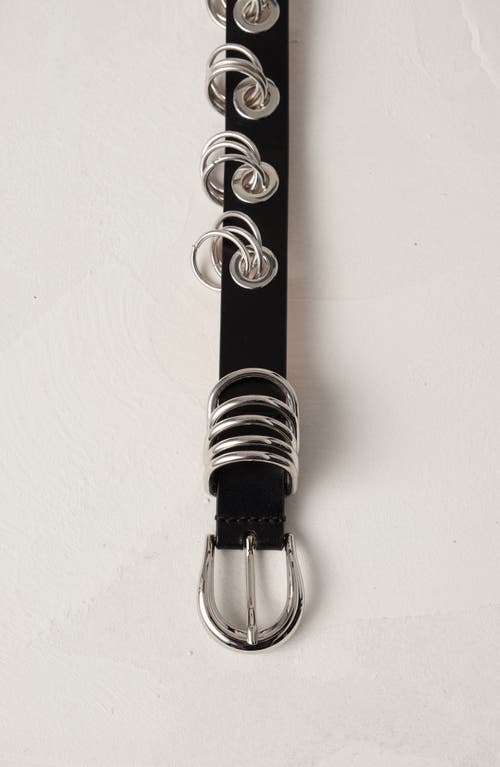 Dehanche Revenge Grommet Leather Belt In Black/silver
