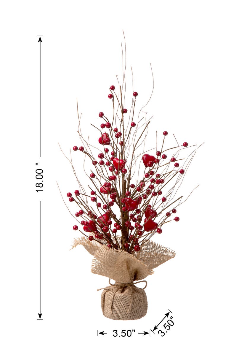 Glitzhome 18"H Valentine's Berry Heart Table Tree, Alternate, color, Red