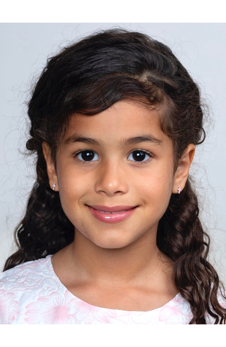 Mia Belle Gilrs Sterling Silver Pink Cross Stud Earrings, Alternate, color, Silver