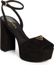Prada Triangle Logo Ankle Strap Plaform Sandal