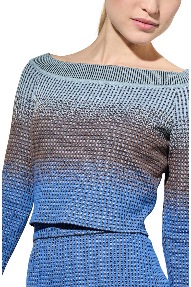 Ombré Off the Shoulder Crop Sweater, Alternate, color, GENTIAN BLUE/DARK UMBER