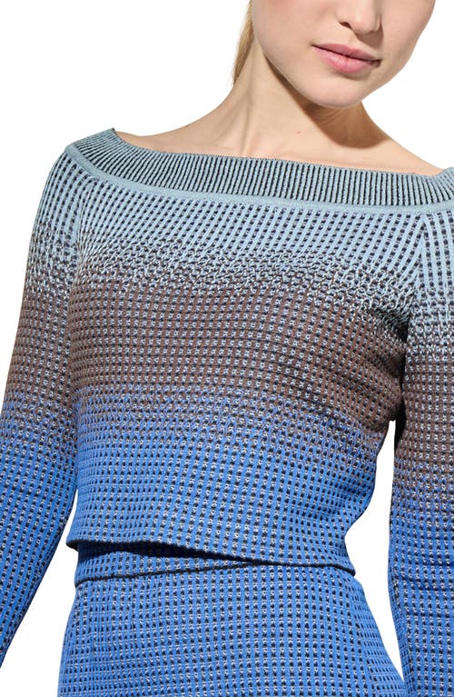 Ming Wang Ombré Off The Shoulder Crop Sweater In Multi