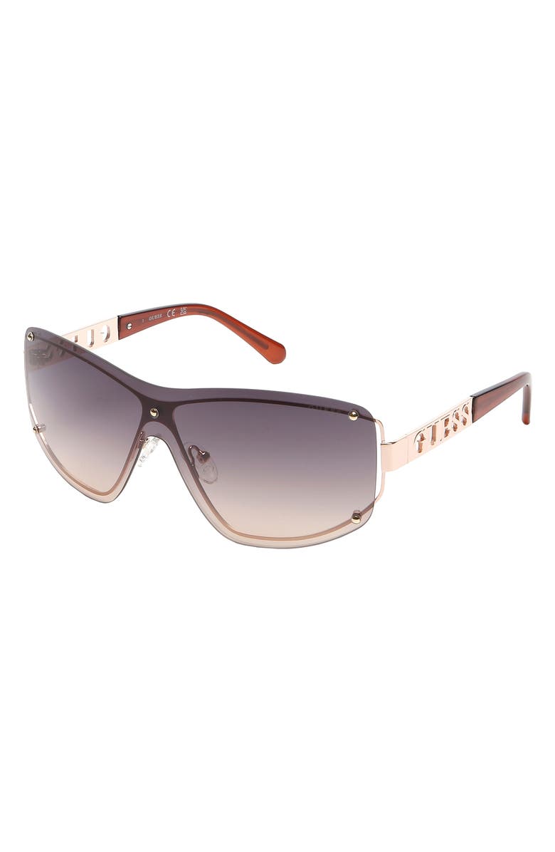 GUESS Shield Sunglasses, Alternate, color, Shiny Rose Gold / Smoke