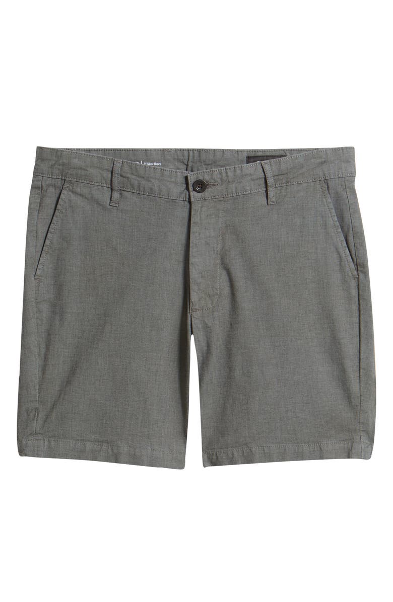 AG Cipher Slim Fit Linen & Cotton Chino Shorts, Alternate, color, Heathered Storm Grey