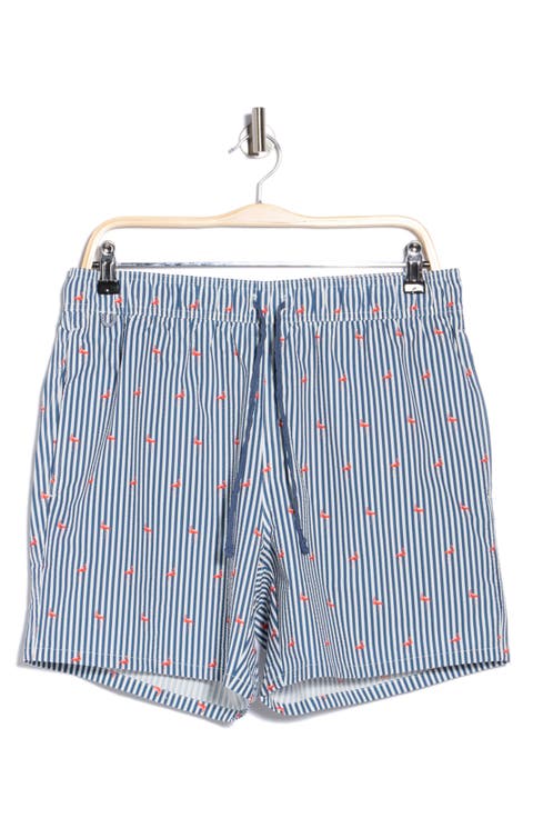 Flamingo Seersucker Swim Trunks
