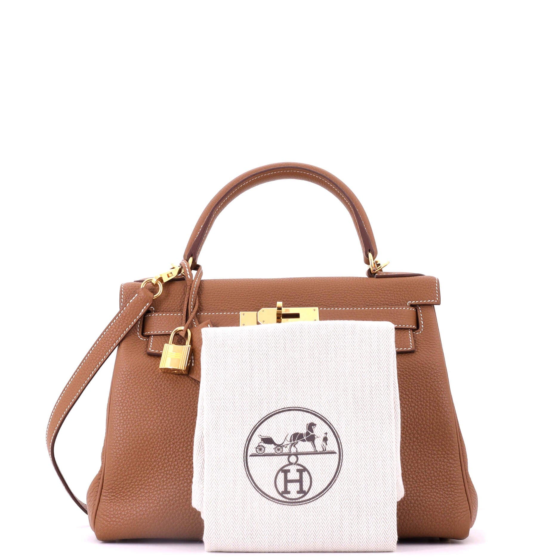 Pre-Owned Hermes Kelly Handbag Brown Togo with Gold Hardware 28, Alternate, color, Gold