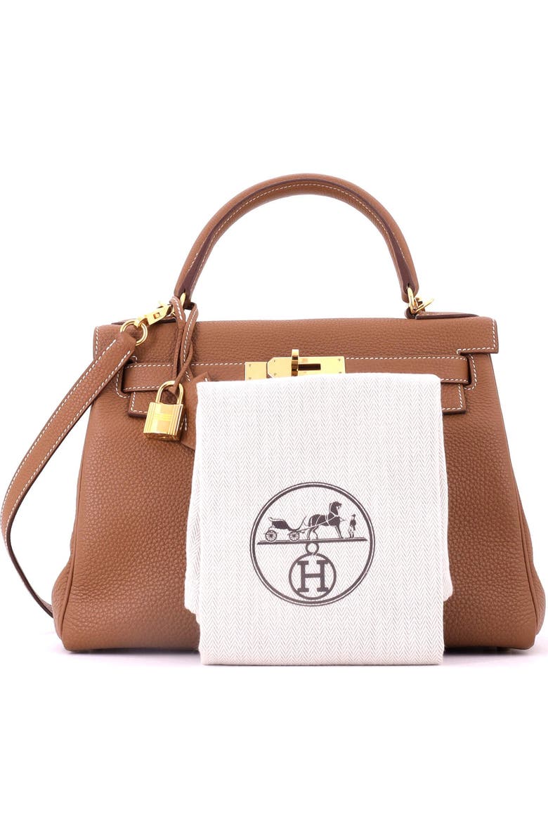 Pre-Owned Hermes Kelly Handbag Brown Togo with Gold Hardware 28, Alternate, color, Gold
