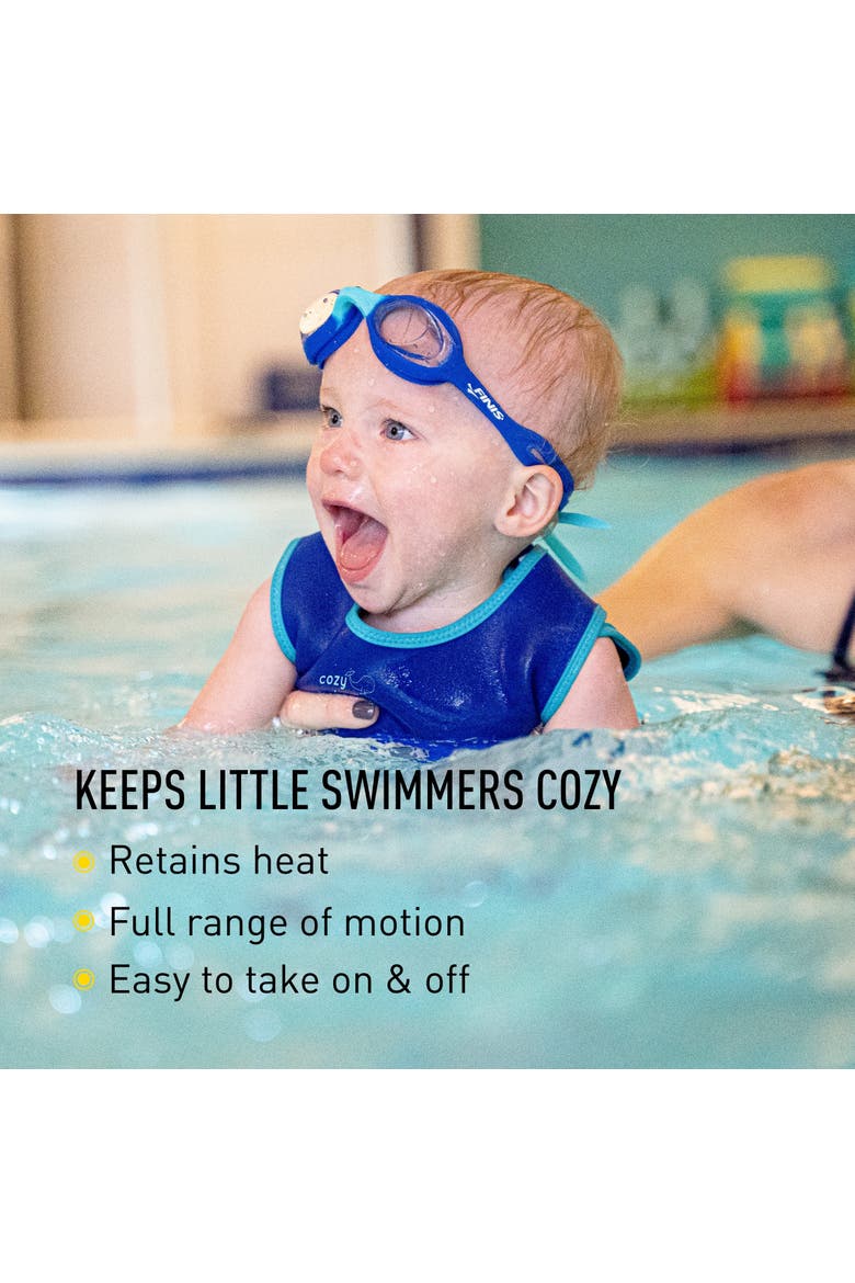 Cozy Thermal Swimsuit for Kids One Piece Swimwear UPF 50 and Up Sun Protection Warm SBR Foam Blue, Alternate, color, Blue