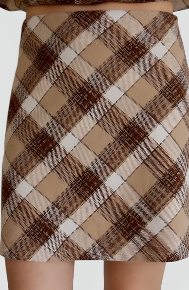 Modenaire Plaid A-Line Front-Seam Detail Mini Skirt, Alternate, color, 