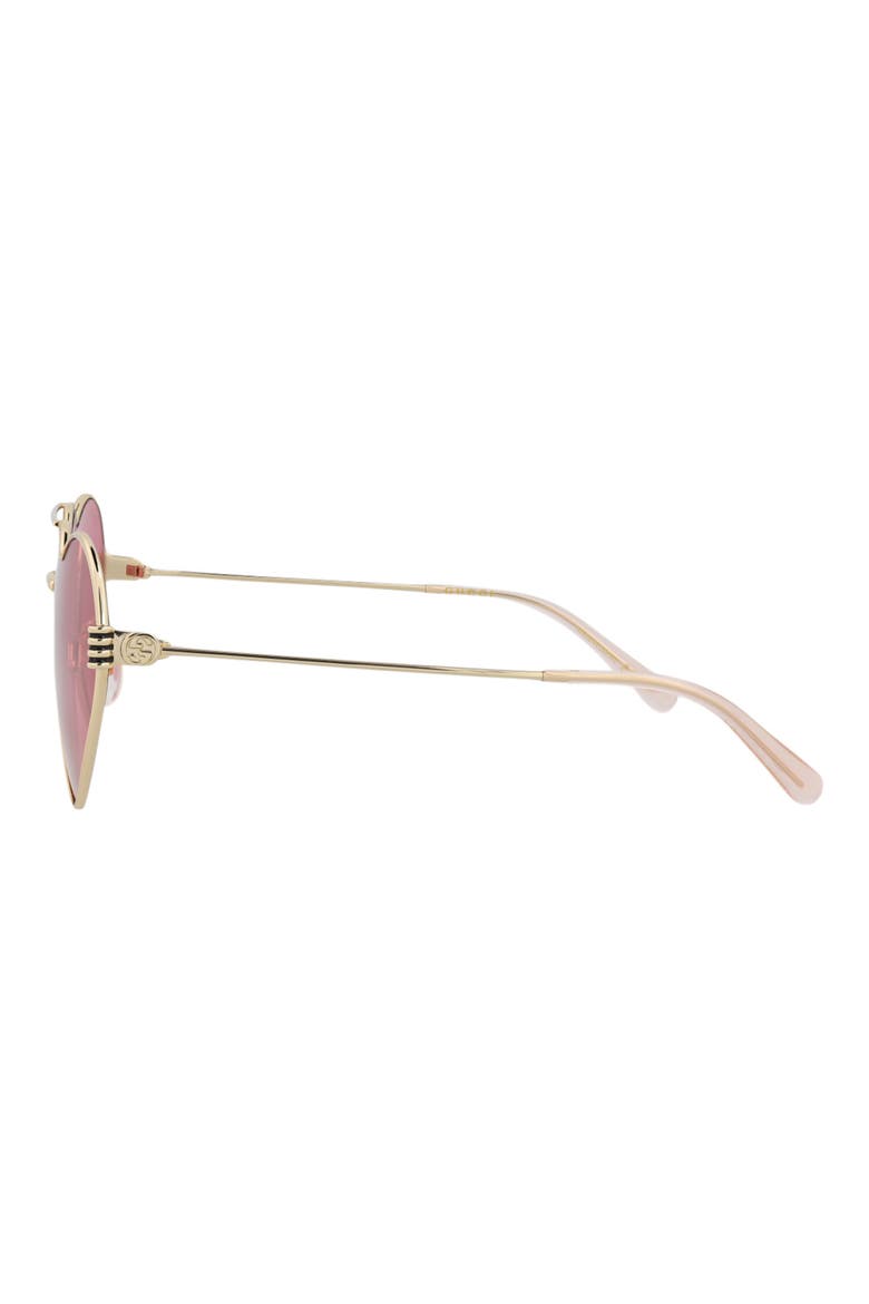 62mm Heart Aviator Sunglasses, Alternate, color, GOLD GOLD RED