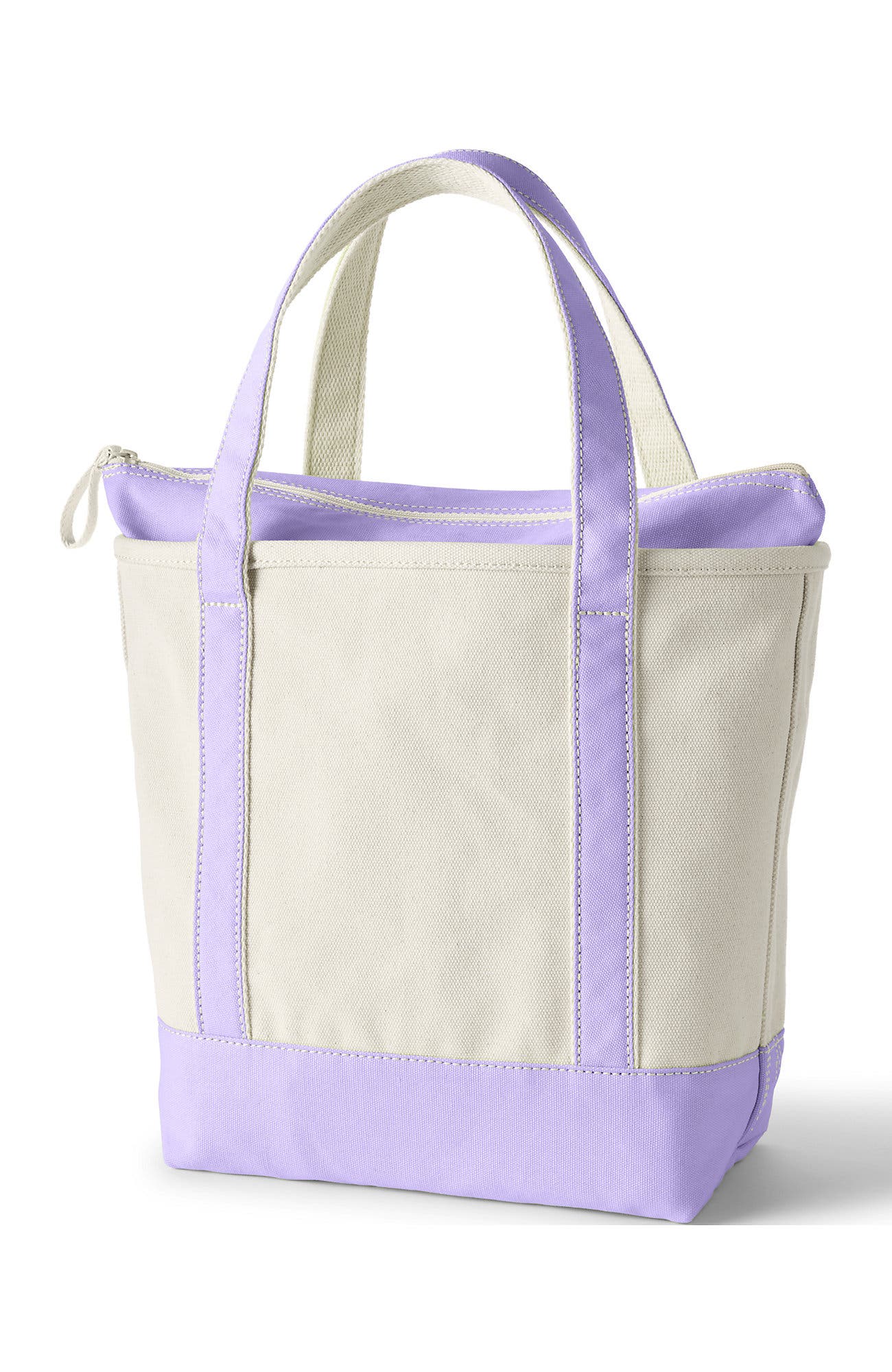Zip Top Canvas Tote Bag, Alternate, color, Natural/Lavender Cloud