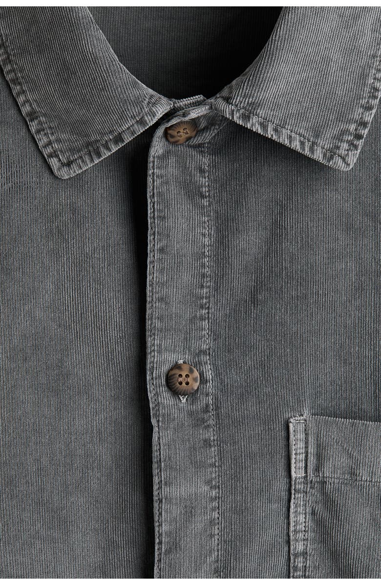 H&M Relaxed Fit Boxy Corduroy Shirt, Alternate, color, Gray