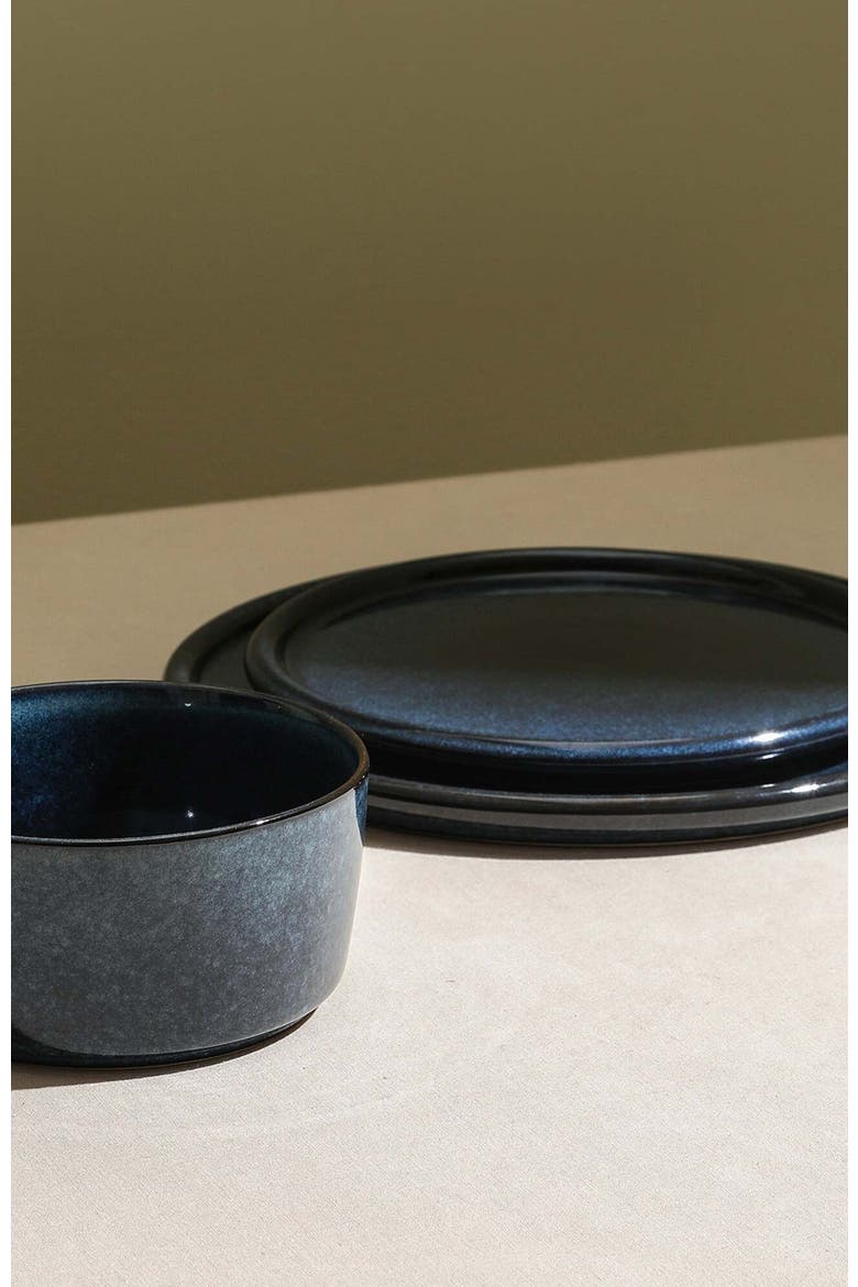 Eden Stoneware 24-Piece Dinnerware Set, Main, color, Dark Blue