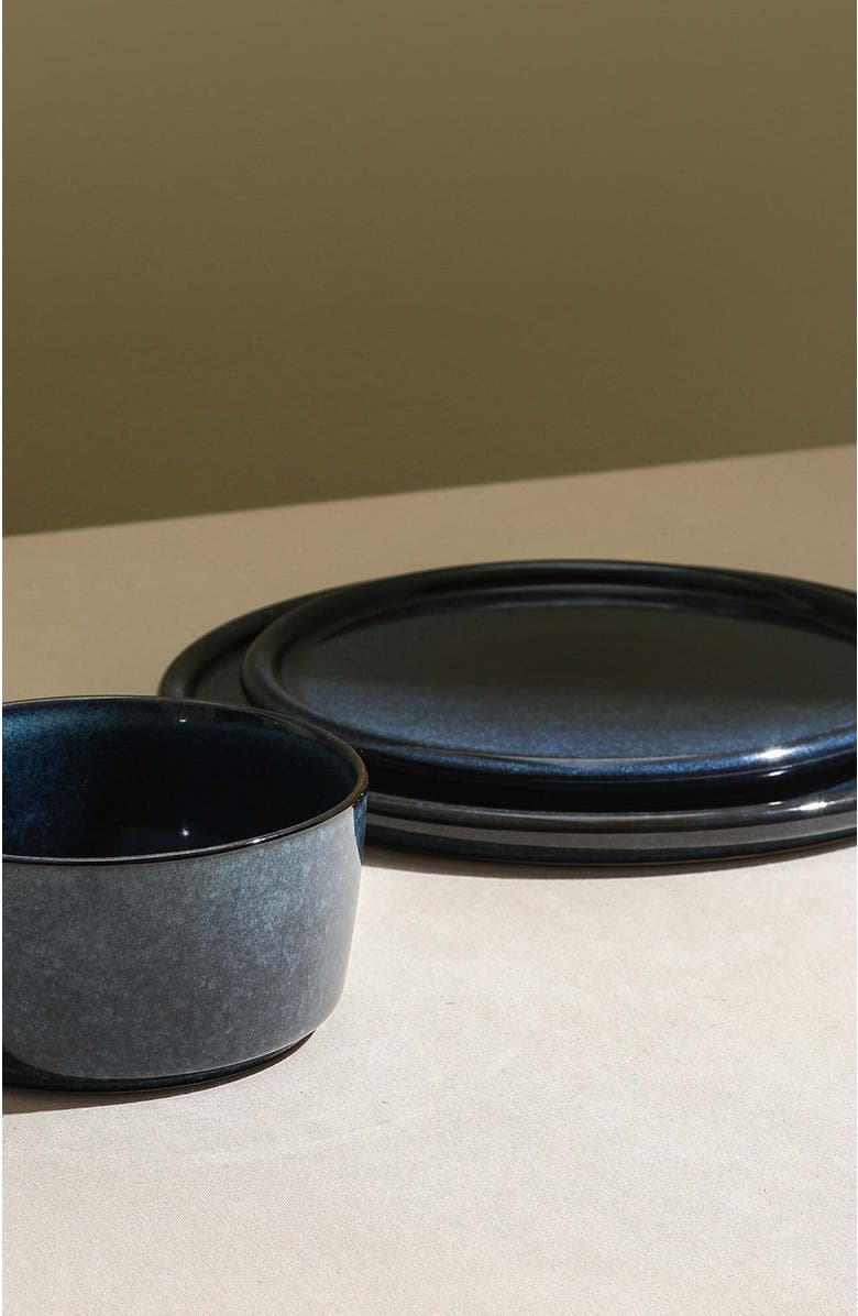 Stone Lain Eden Stoneware 24-Piece Dinnerware Set, Main, color, Dark Blue
