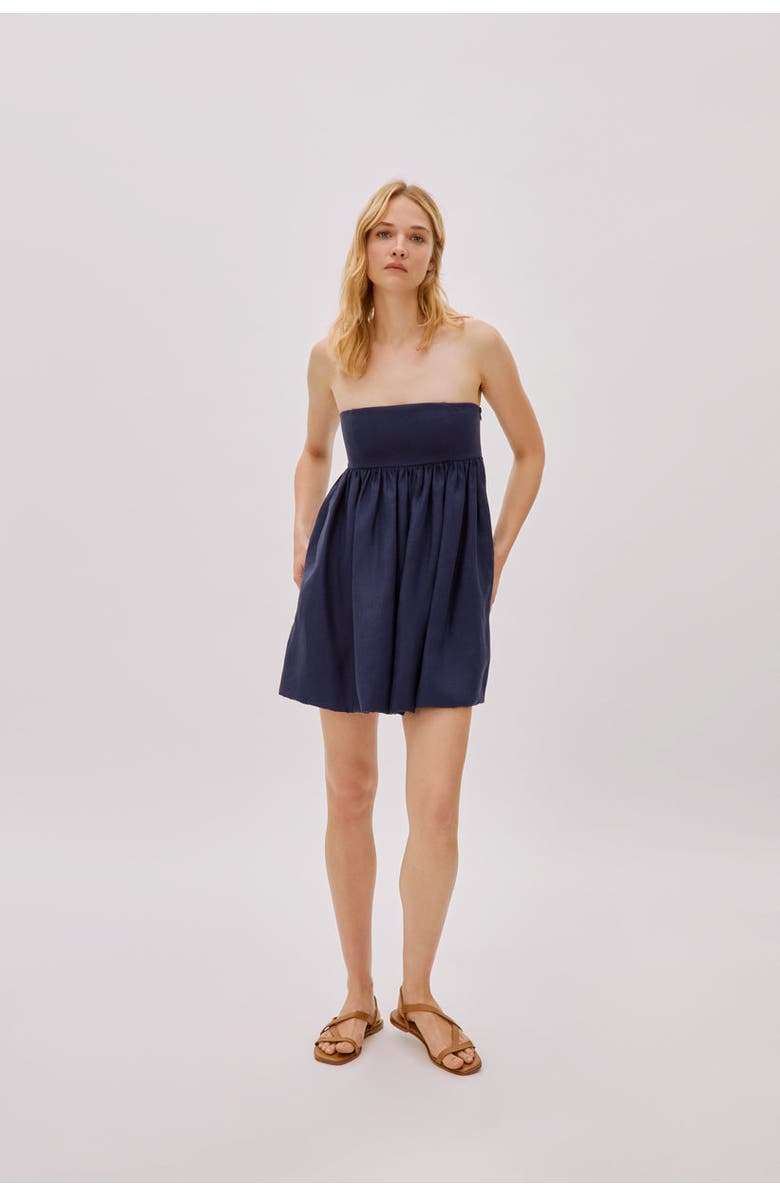 Labeca London Mykono Linen Strapless Dress, Main, color, 
