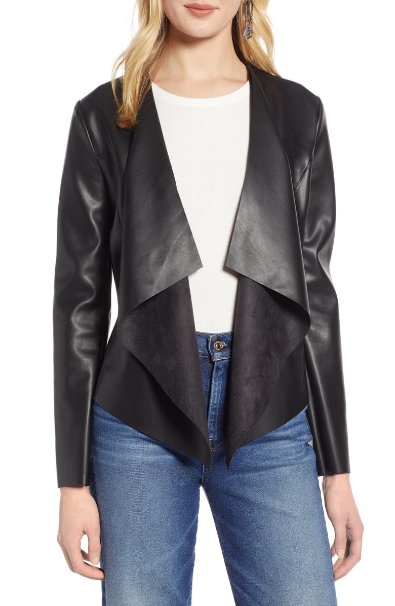 Halogen<sup>®</sup> Drape Faux Leather Jacket, Main, color,