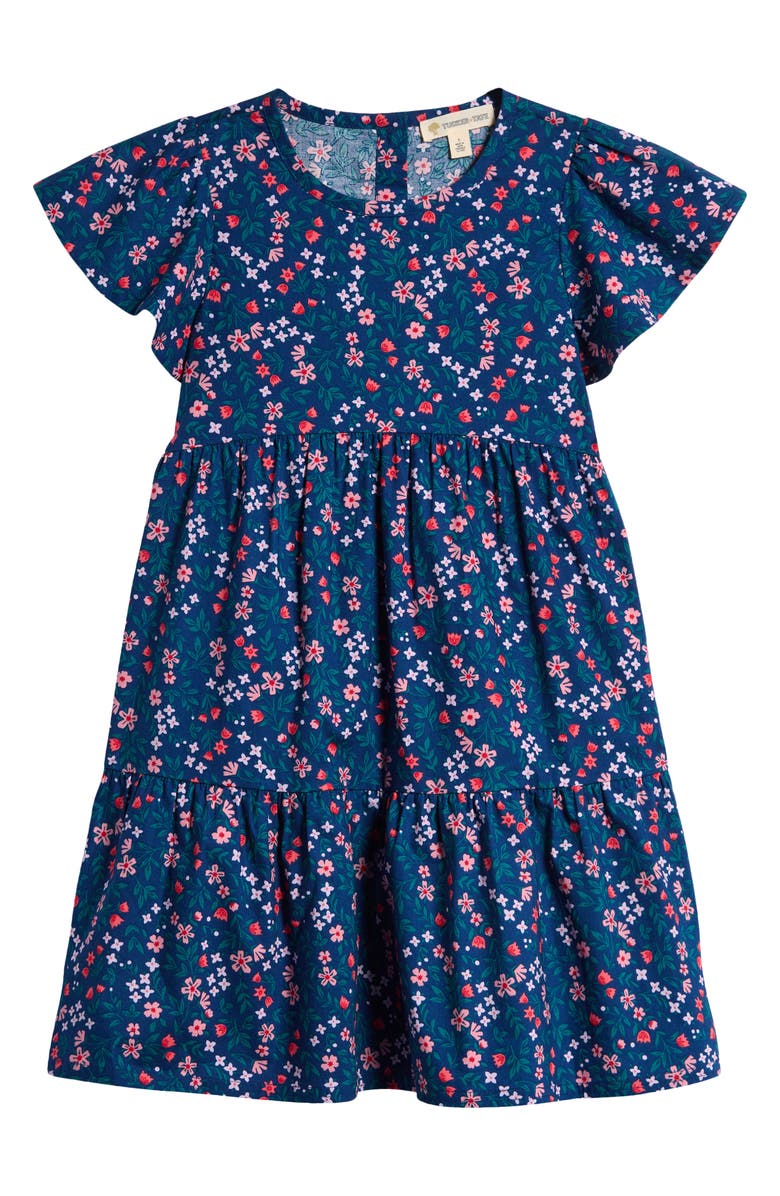 Tucker + Tate Kids' Floral Flutter Sleeve Tiered Cotton Jersey Dress, Main, color, 
