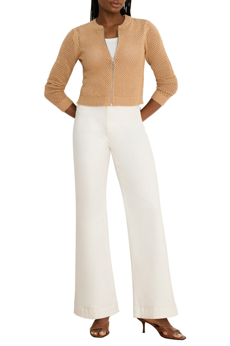 Zip Front Knit Cardigan, Alternate, color, CARAMEL