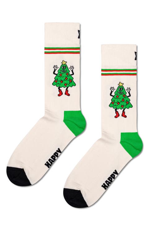 Happy Tree Cotton Blend Crew Socks