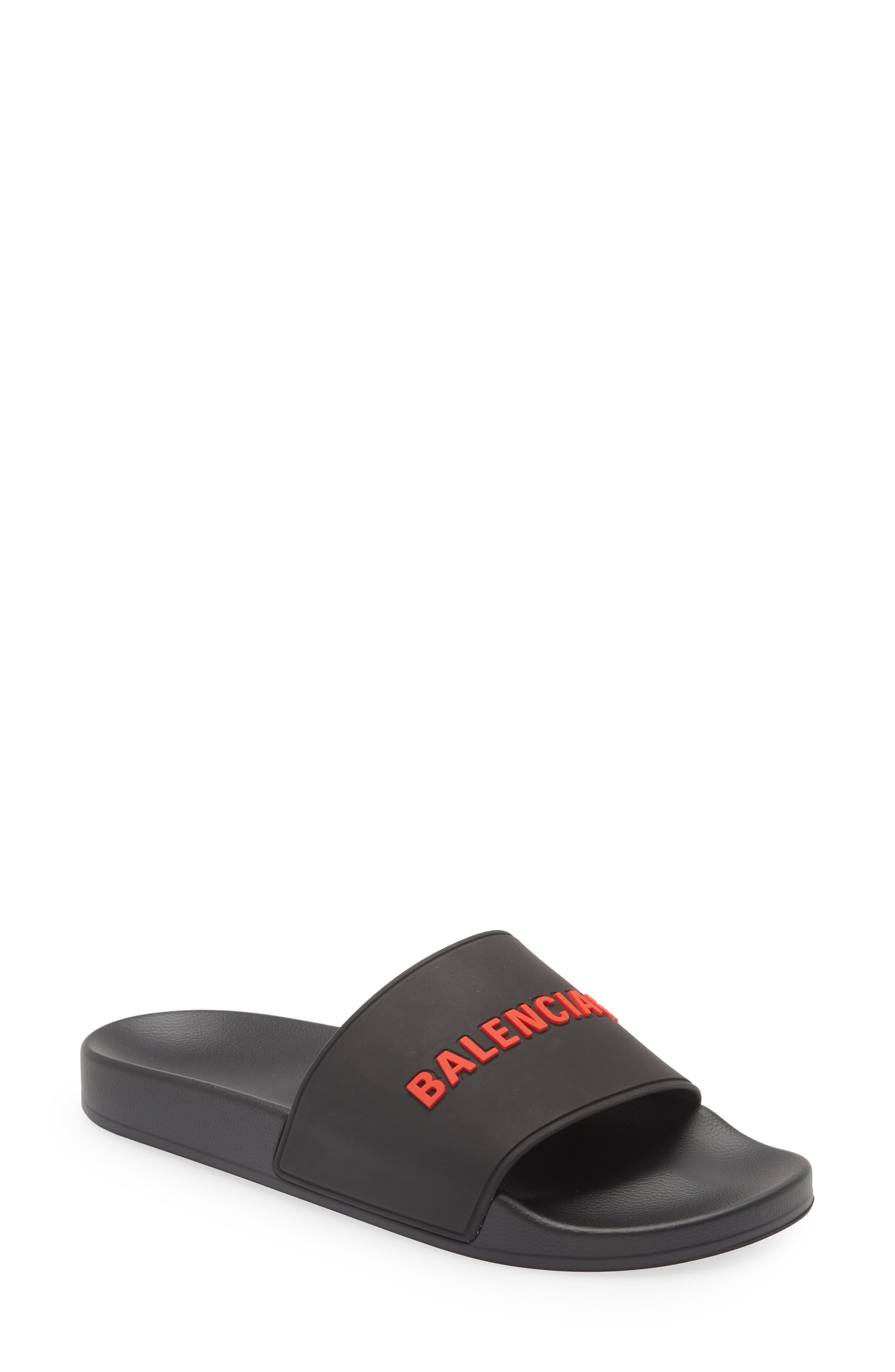 Balenciaga Logo Slide Sandal, Main, color, 