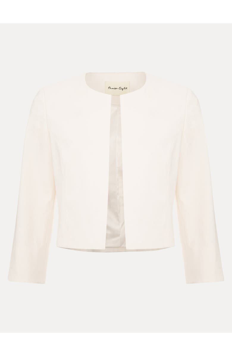 Phase Eight Tailored Cropped Round Neck Jacket, Alternate, color, Cream