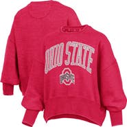 PRESSBOX Women's Pressbox Scarlet Ohio State Buckeyes Oversized Waist-Length Crewneck Sweatshirt