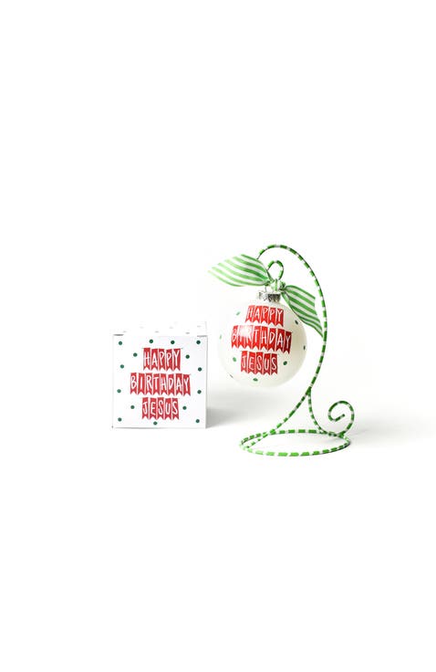 Happy Birthday Jesus Glass Ornament with Stand