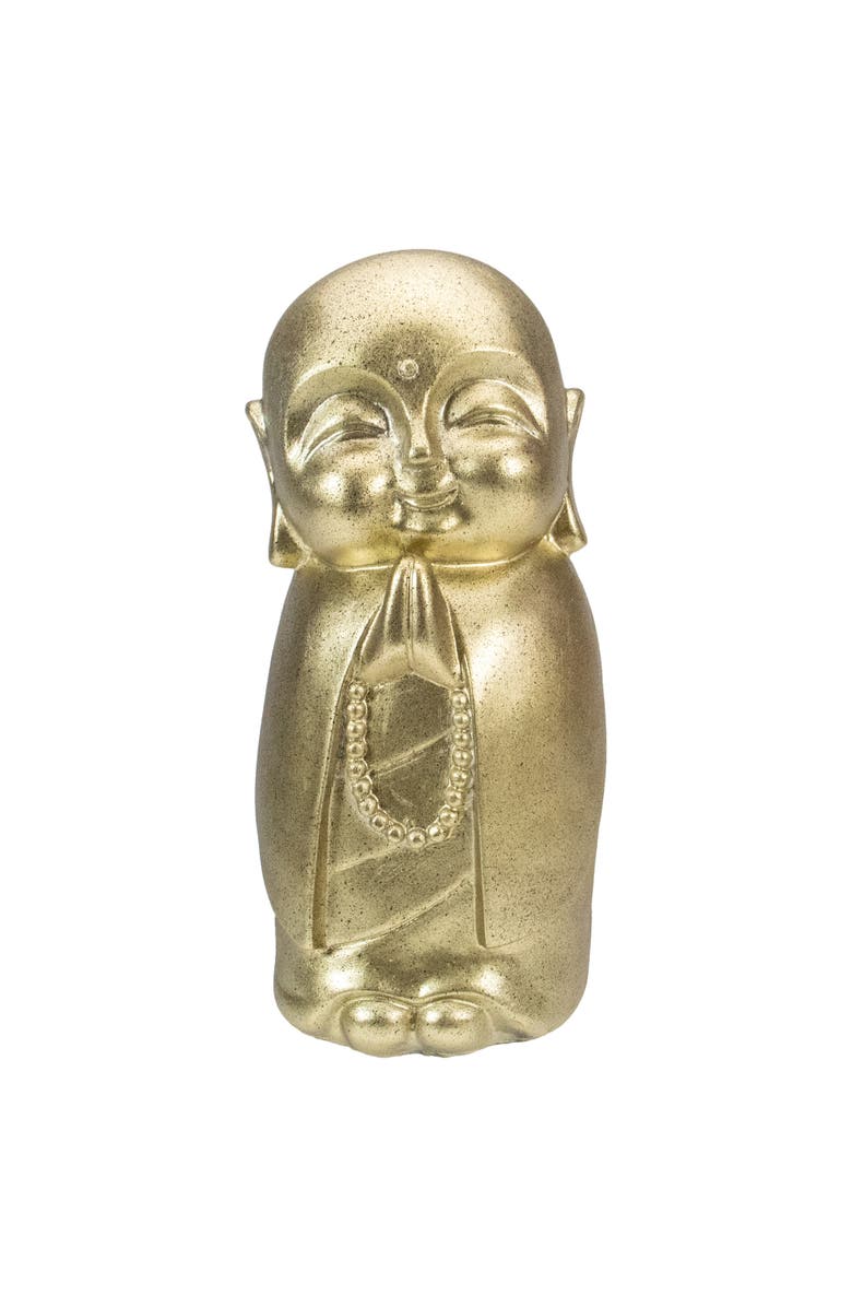 Northlight 11.5" Golden Buddhist Monk Outdoor Garden Statue, Main, color, Bronze