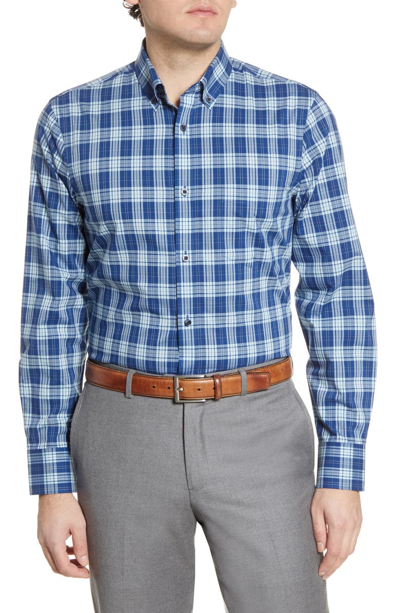 NORDSTROM MEN'S SHOP Tech-Smart Regular Fit Walter Plaid Button-Down Shirt, Main, color, 