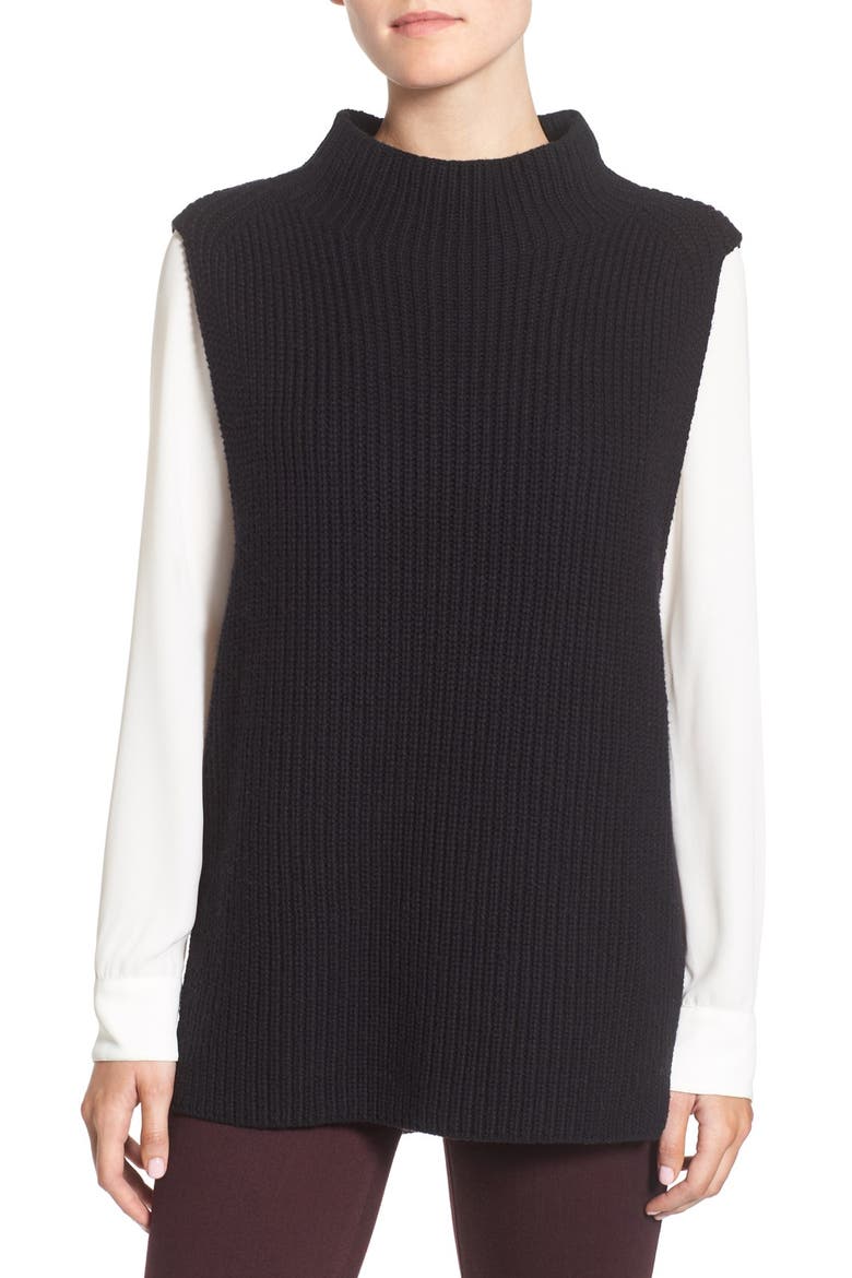 Funnel Neck Sleeveless Sweater, Main, color, BLACK
