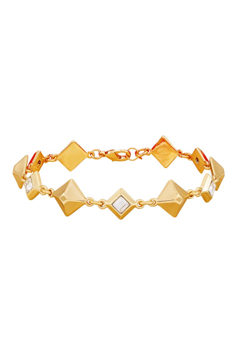 Crystal Pyramid Line Bracelet, Main, color, GOLDTONE