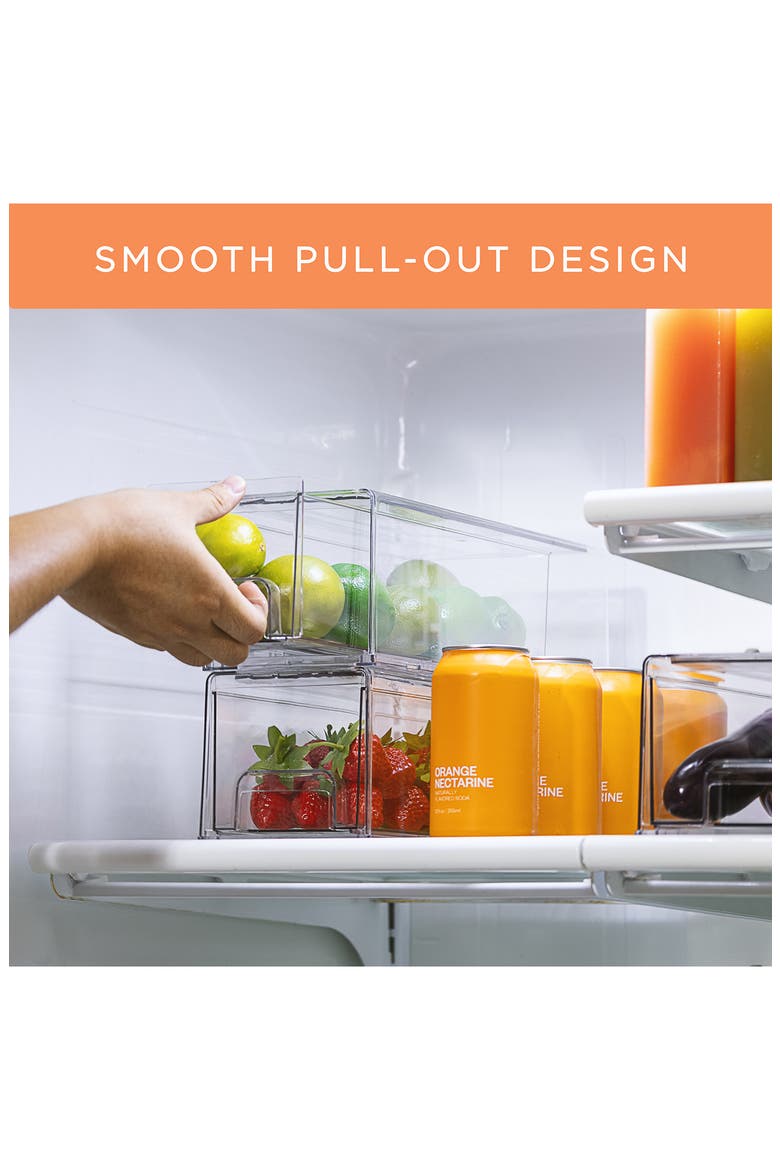 4-Pack Stackable Fridge Storage Drawers, Alternate, color, CLEAR