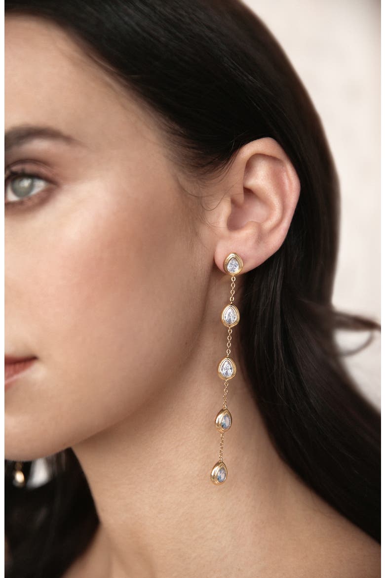 Crystal Teardrop Linear Drop Earrings, Alternate, color, GOLD
