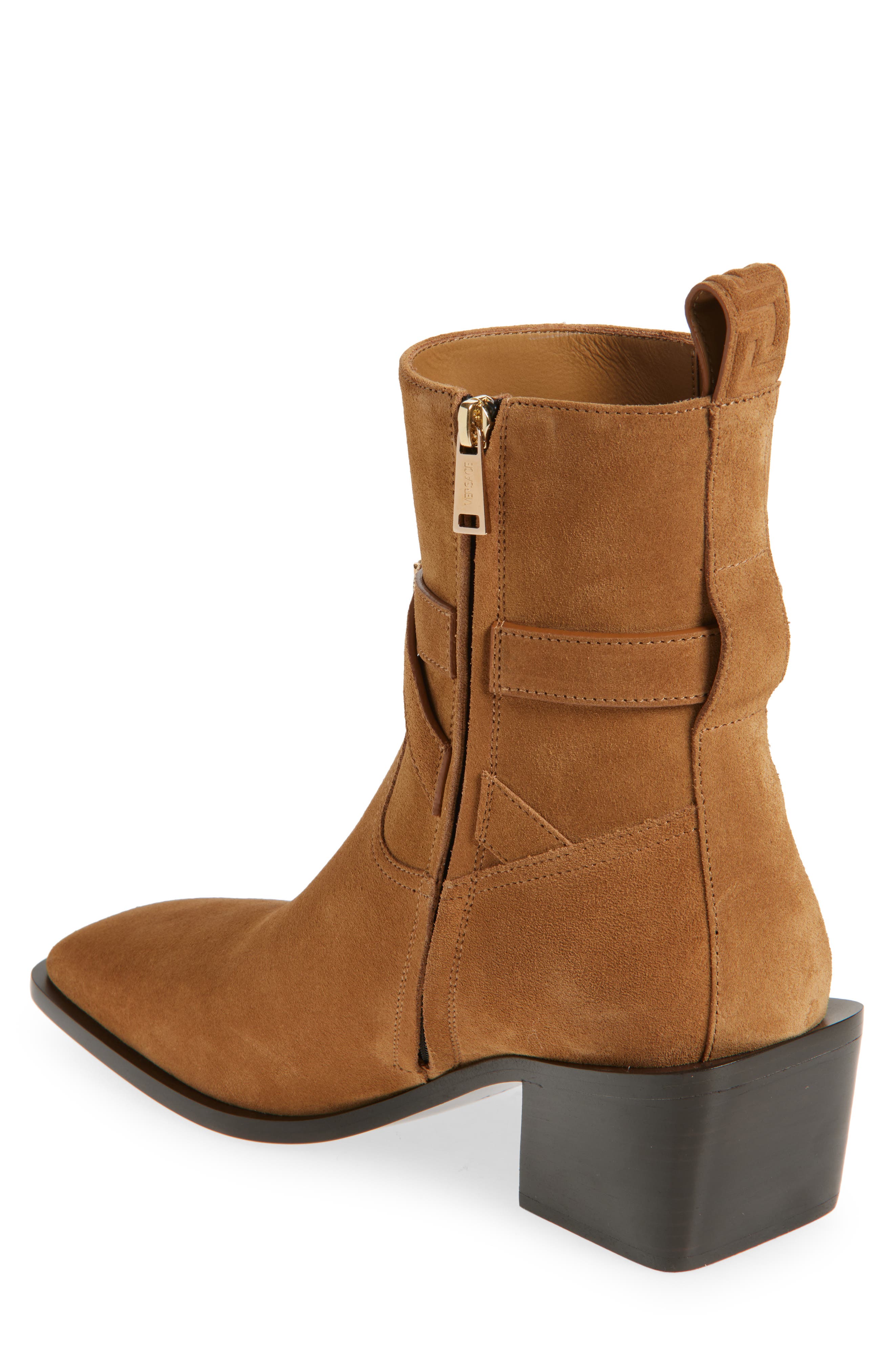 Versace Square Toe Boot, Alternate, color, Tobacco-Versace Gold