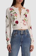 Alice + Olivia Dollie Embroidered Cotton & Linen Blend Cardigan