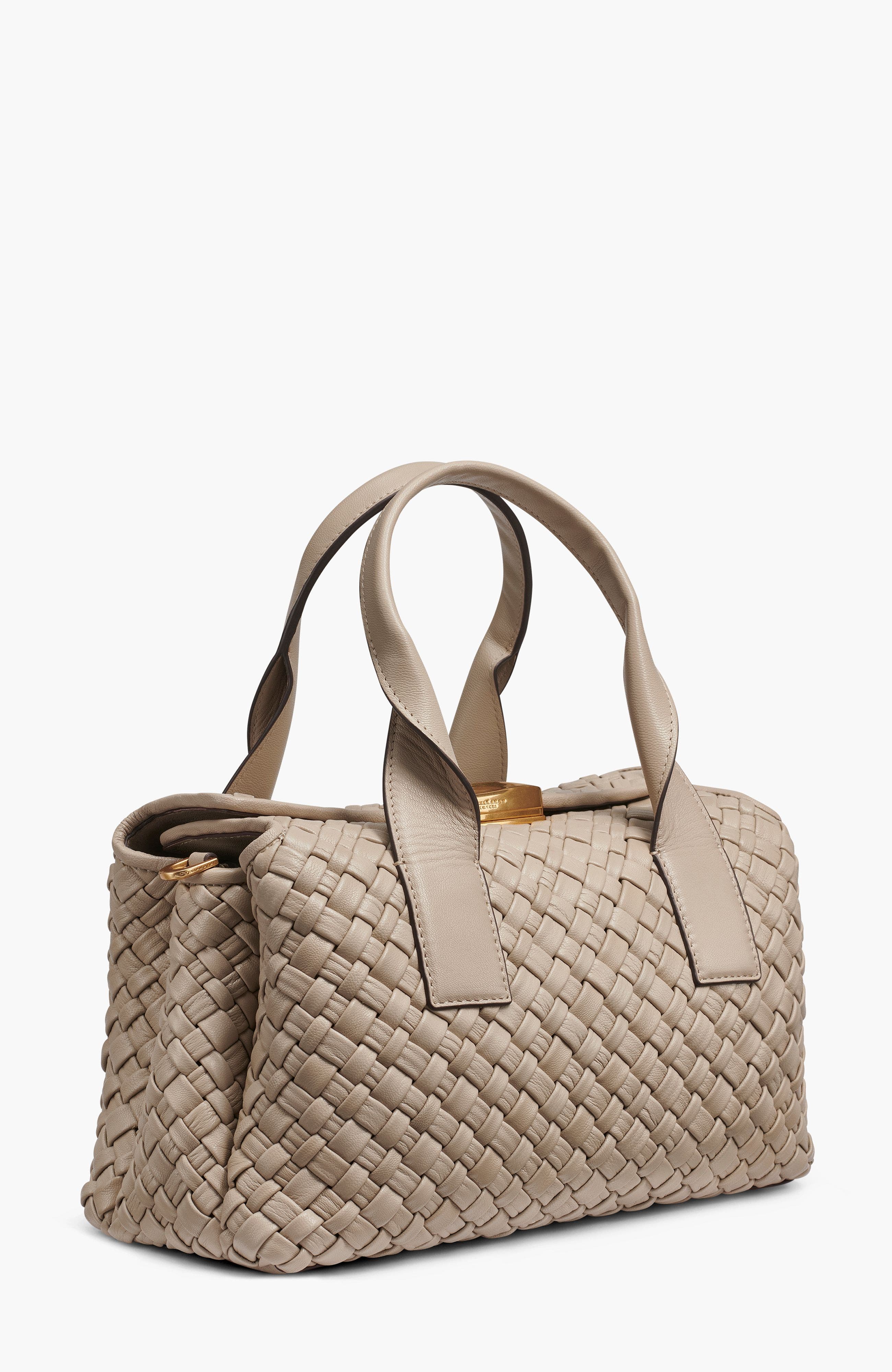 Amagansett Woven Leather Satchel, Alternate, color, Moth