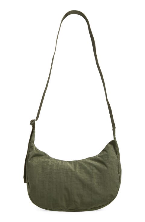 Medium Crescent Recycled Nylon Crossbody Bag