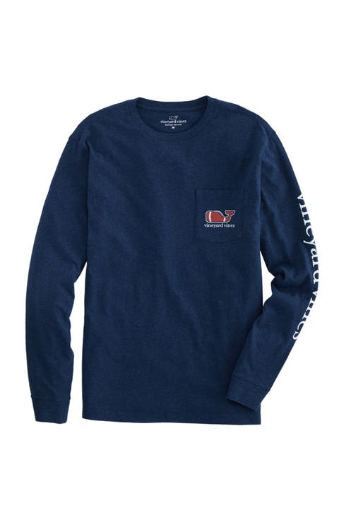 Textured Football Long Sleeve Pocket T-Shirt