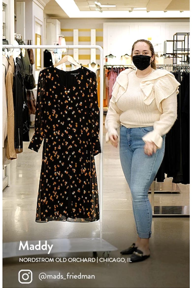 Dot Long Sleeve Chiffon Midi Dress video