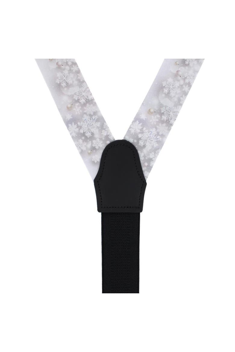 Big and Tall Jack's Frosty Winter Wonderland Silk Holiday Button End Suspenders, Alternate, color, Silver