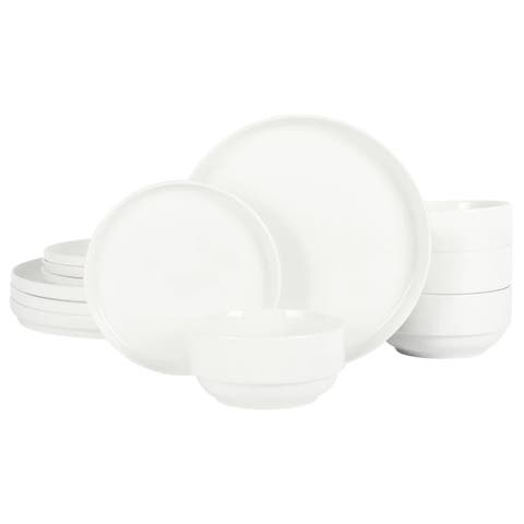 Snowscape 12 Piece fine Ceramic Stackable Dinnerware Set