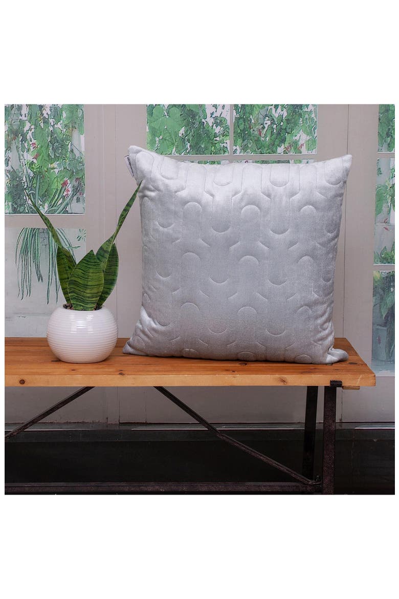 Basil Quilted Velvet Throw Pillow, Alternate, color, GRAY