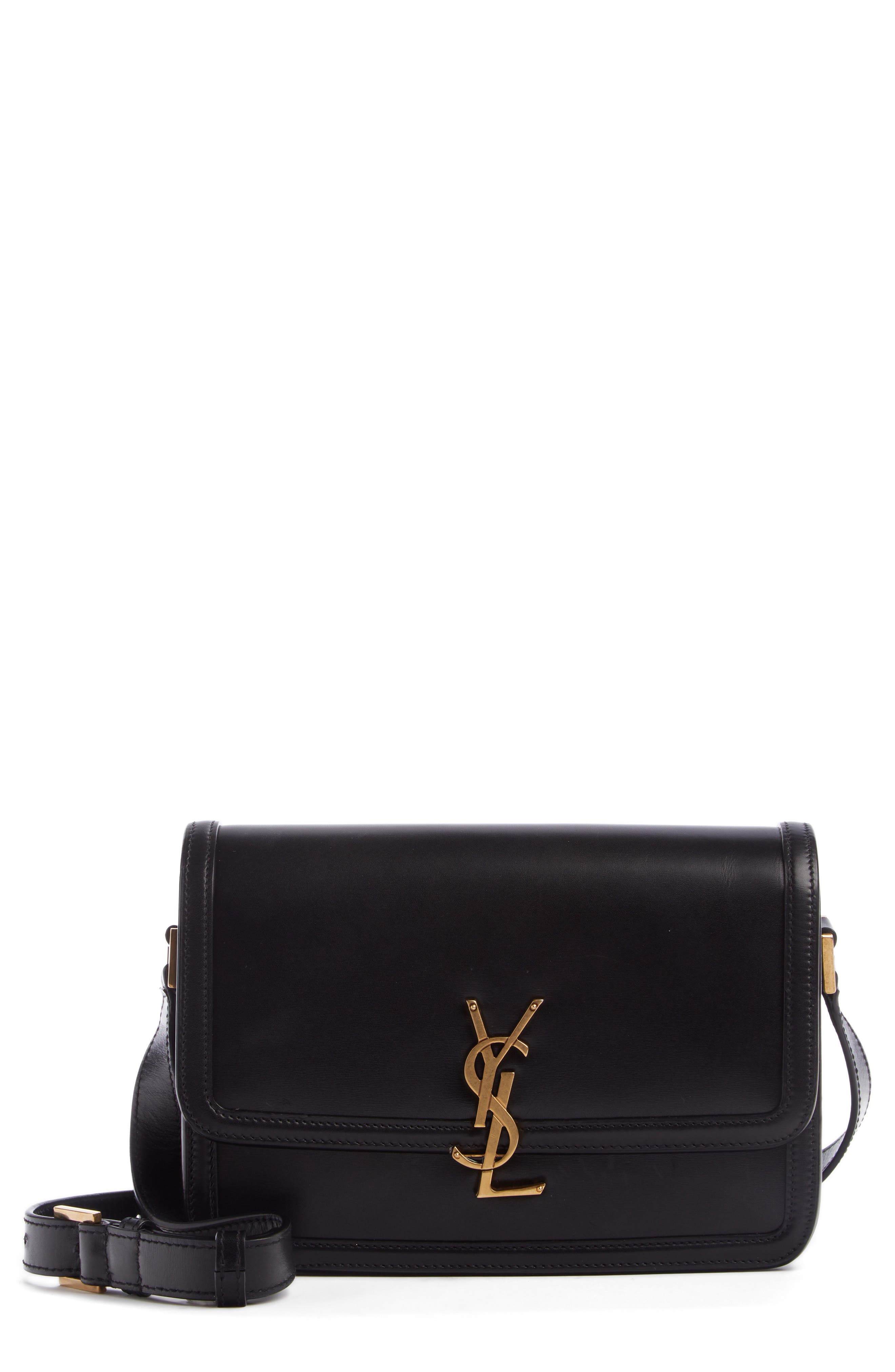 Medium Solferino Leather Shoulder Bag, Main, color, NOIR