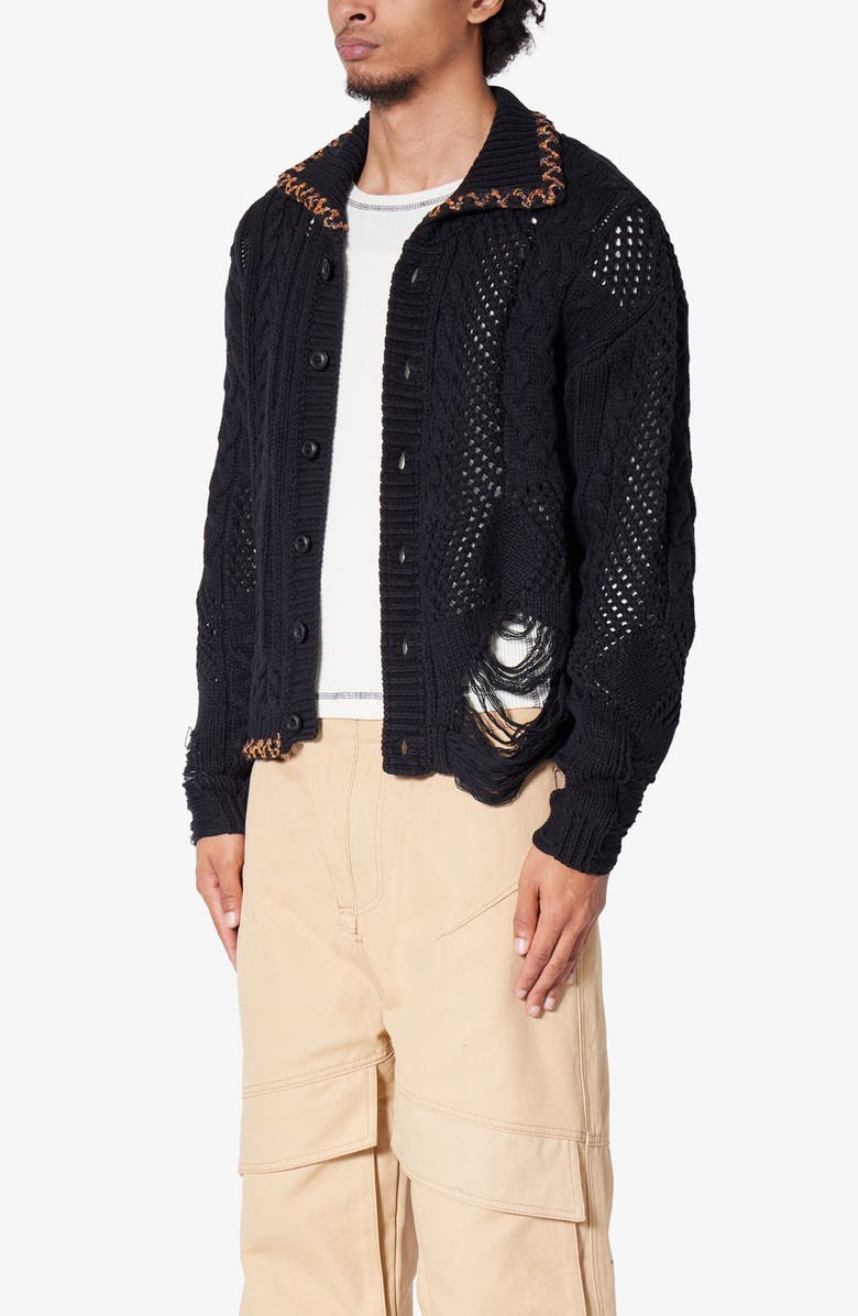 mnml Distressed Chunky Collared Cardigan, Alternate, color,