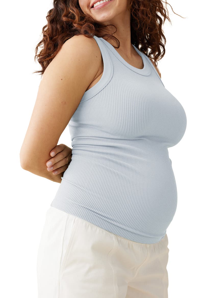 Seamless Rib Maternity Tank, Alternate, color, SKY