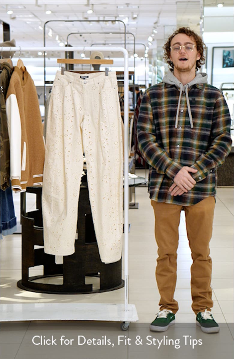 Rori Embroidered Floral Eyelet Wide Leg Jeans, sales video thumbnail