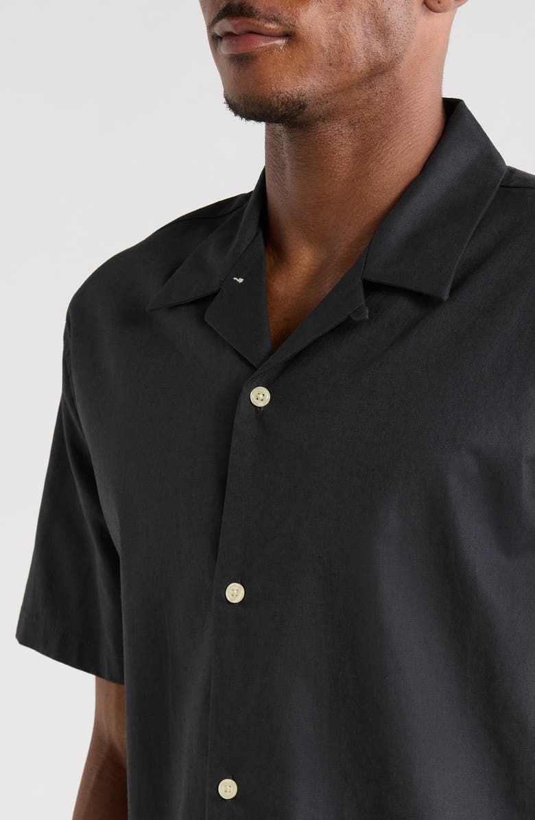 PacSun Elai Solid Cotton & Linen Camp Shirt, Alternate, color, Black