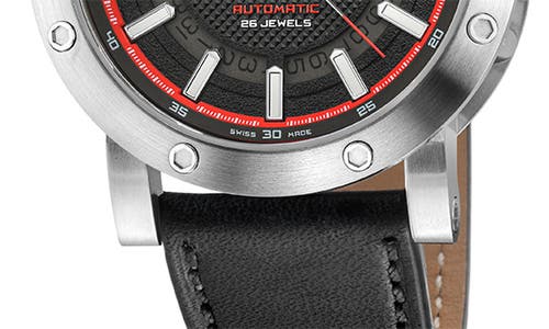 Gevril Flat Iron Limited Edition Leather Strap Watch, 42mm In Black
