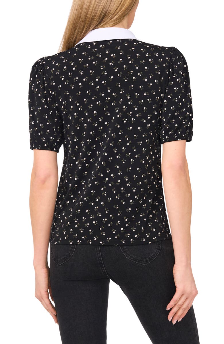 CeCe Puff Sleeve Collar Top, Alternate, color, Rich Black